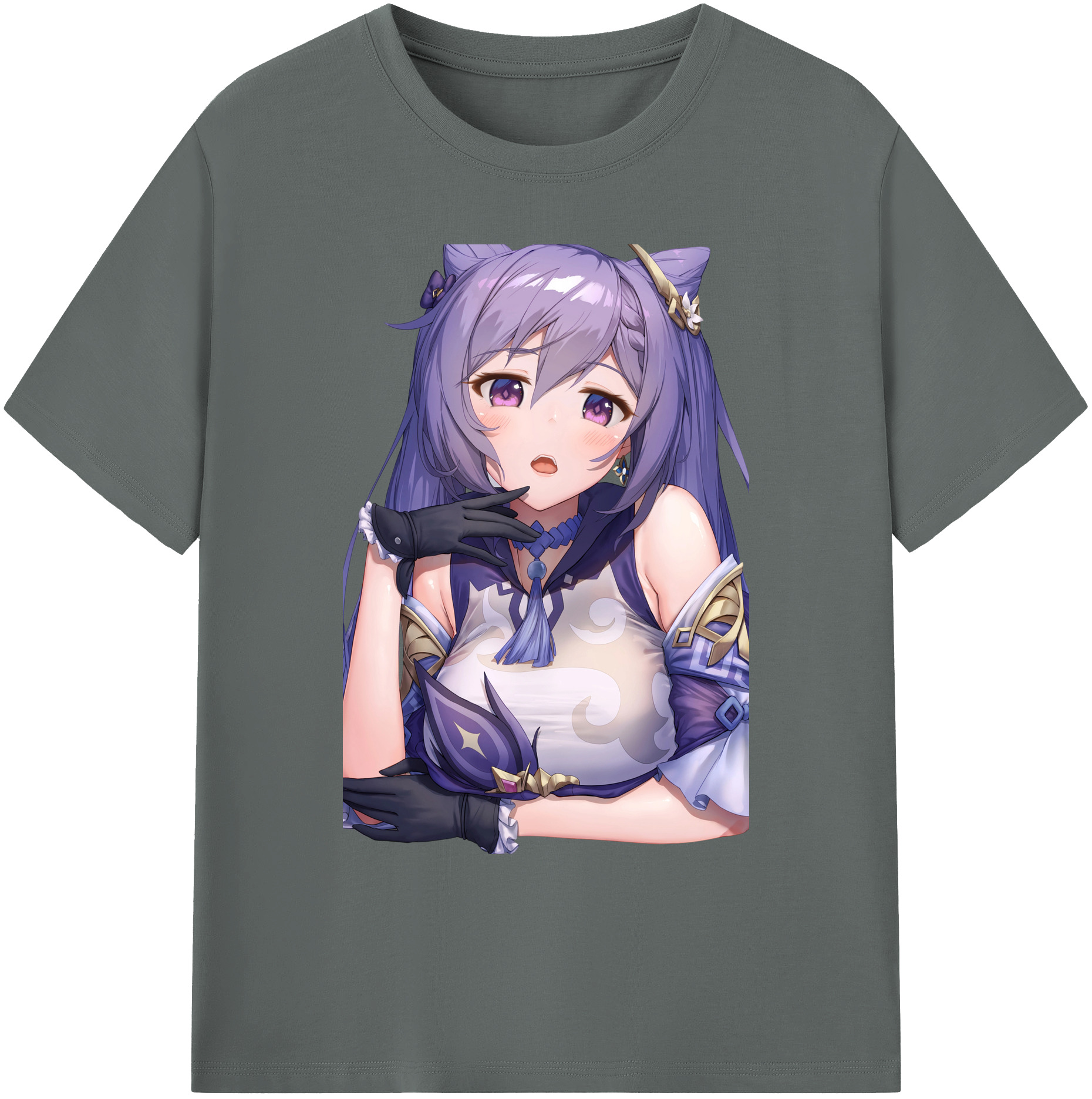 げんし神 刻晴 こくせい genshin Kokusei 綿100％ メンズ半袖Tシャツ｜肌触りやわらか＆通気性